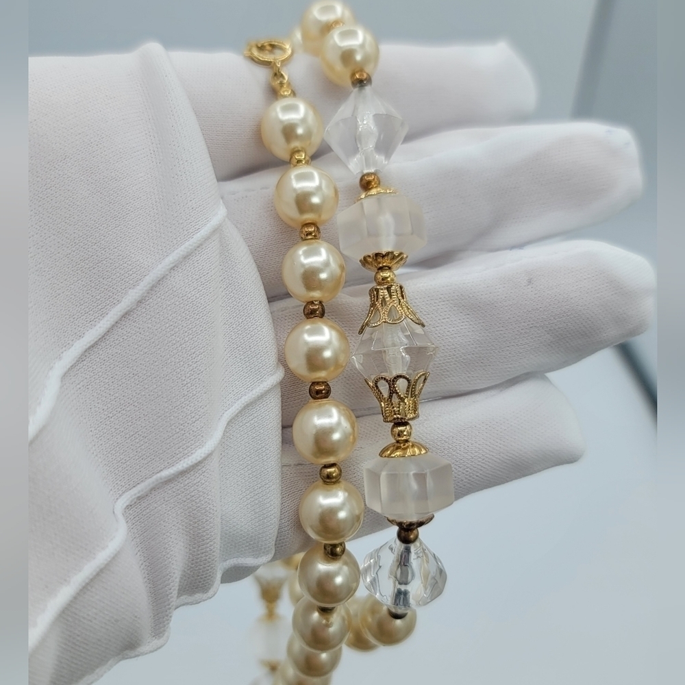 Vintage Necklaces Cream Faux Pearl Goldtone Set of 2 #1232 & 1233 - Picture 16 of 16